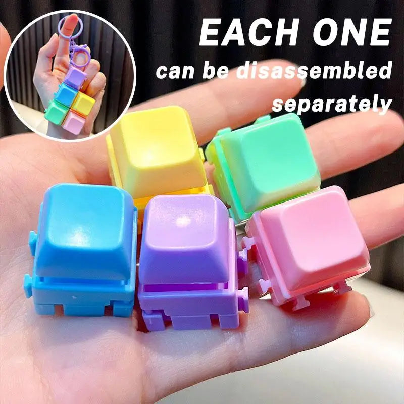5pcs Detachable Colorful Keychain Decompression Toy Protable Soft Finger Press Random Color Stress Relief Keyboard Accessories Peaceful Pleasures Health and Wellness