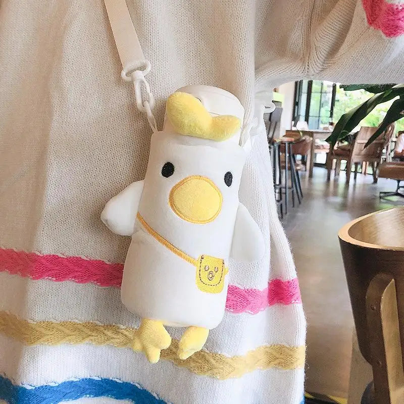 Plush Cartoon Water Bottle Cover – Insulated Portable Sleeve