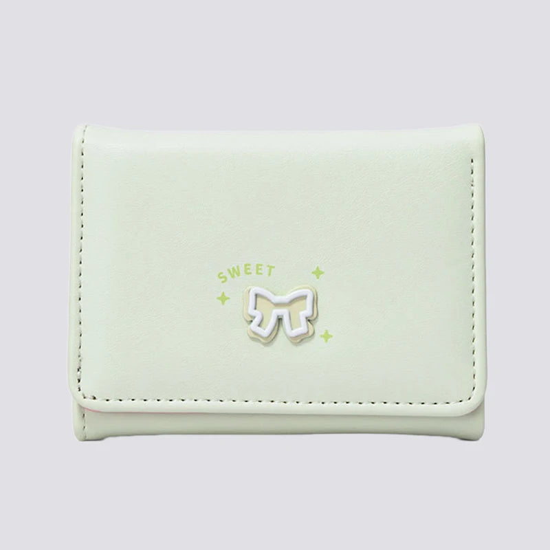 Korean Bow Wallet – Slim PU Card Holder for Men & Women