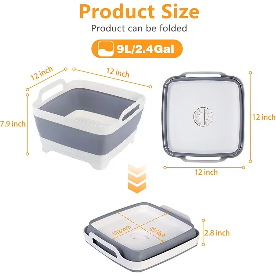 Collapsible Vegetable Wash Basin with Drain Plug | Portable Collapsible Kitchen Basin Peaceful Pleasures Health and Wellness