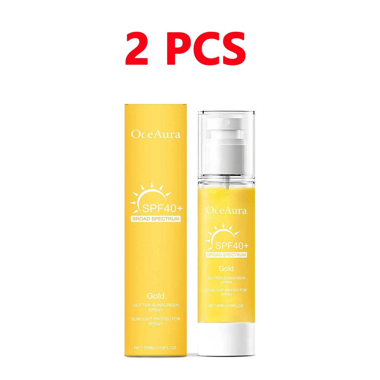Facial Shiny Protection Sunscreen Spray SPF40+ Non-Sticky UV Isolation Anti-Oxidation Moisturizing Body Sunblock for Face Skin Peaceful Pleasures Health and Wellness 2pcs 50ml