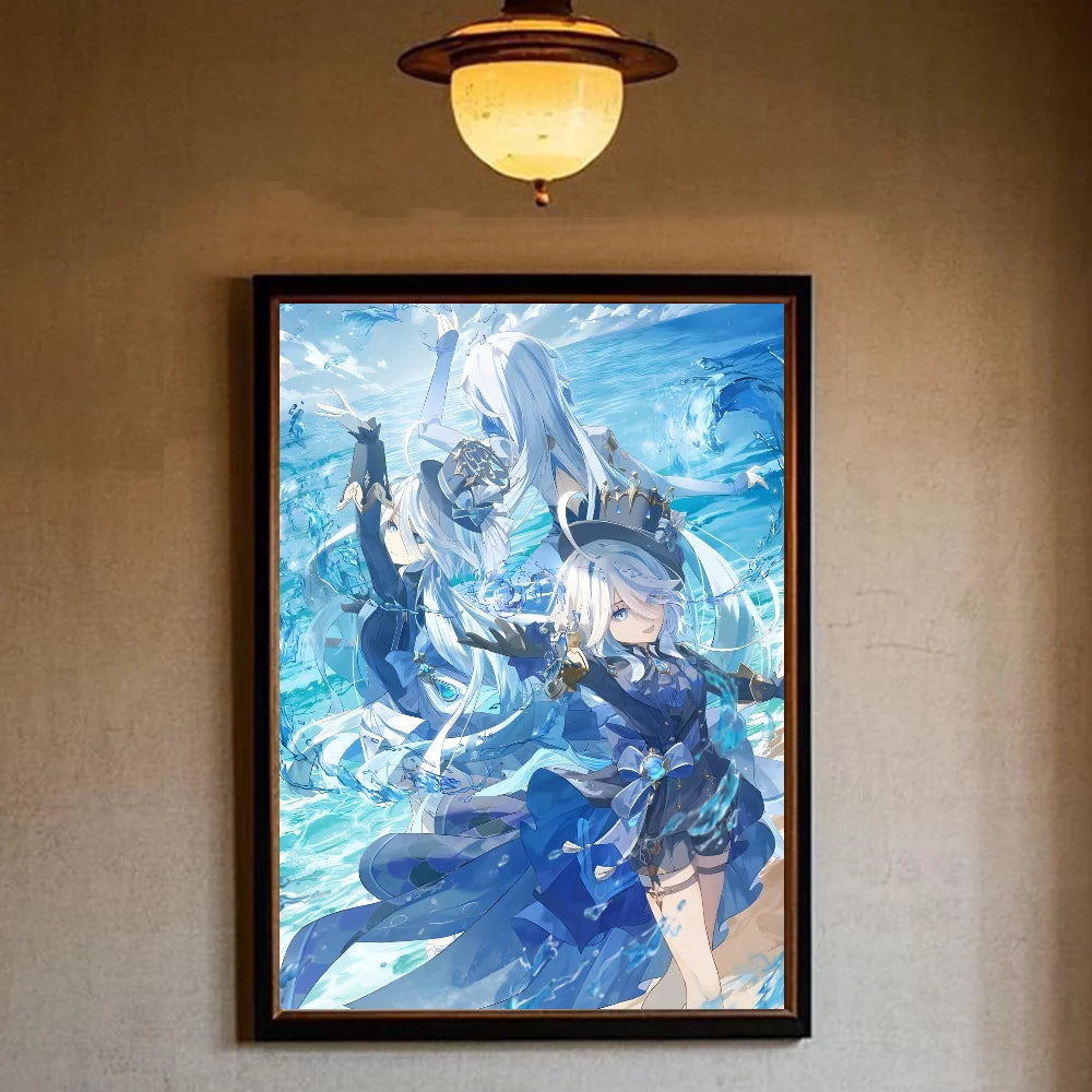 Genshin lmpact Furina Foutiane Poster HD art sticky wall waterproof home living room bedroom bar aesthetic decoration Peaceful Pleasures Health and Wellness z8 50X70cmNoframe