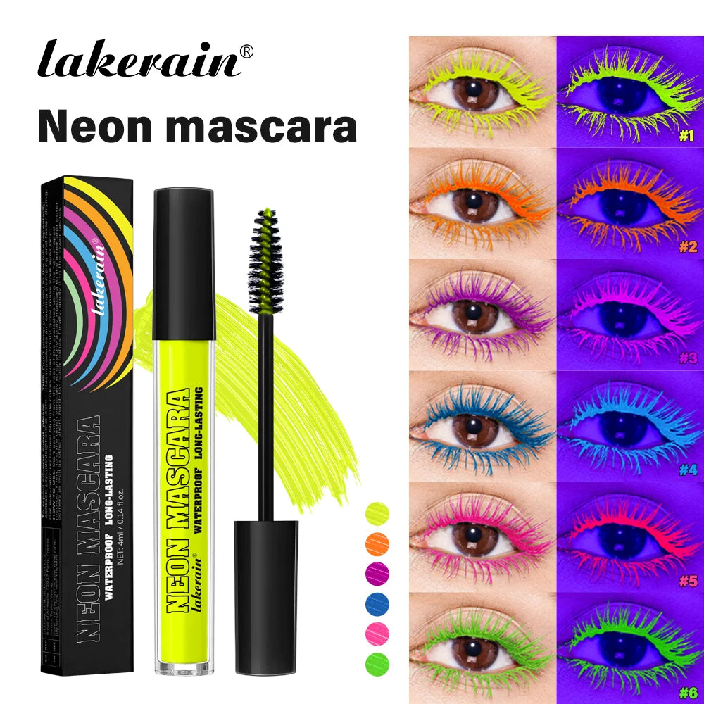 Fluorescence Mascara Waterproof Eyelash Long Lasting Fast Dry Colorful Neon Eyelashes Curling Lengthens Eye Lashes Cosmetics Peaceful Pleasures Health and Wellness
