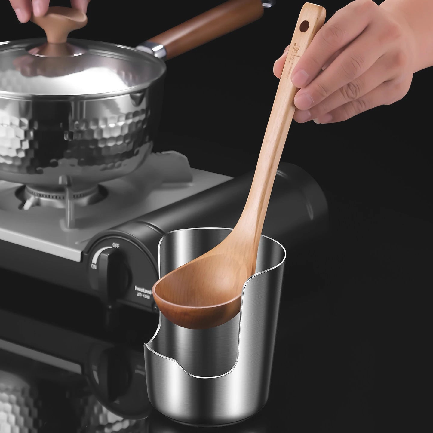Stainless Steel Pot Lid Holder & Spoon Rest | Kitchen Organizer