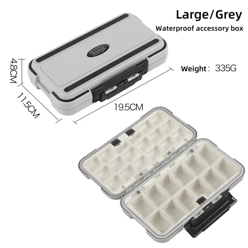 Waterproof Fishing Tackle Organizer Box | Lures Hooks Beads Fishing Tackle Box Peaceful Pleasures Health and Wellness Gray-L