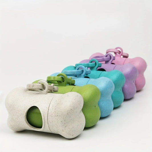 Bone-Shaped Dog Poop Bag Dispenser with Leash Clip Poop Bag Dispenser Peaceful Pleasures Health and Wellness
