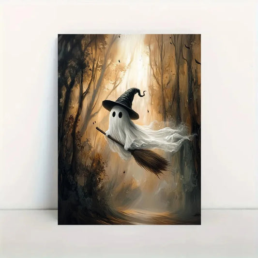Halloween Cute Ghost Forest Canvas Poster | Wall Art Décor Canvas Wall Poster Peaceful Pleasures Health and Wellness