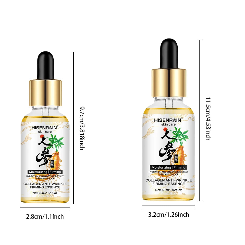 HISENRAIN Ginseng Collagen Anti-Aging Serum - Wrinkle Reduction, Skin Firming & Moisturizing, Natural Rejuvenating Face Essence. Peaceful Pleasures Health and Wellness