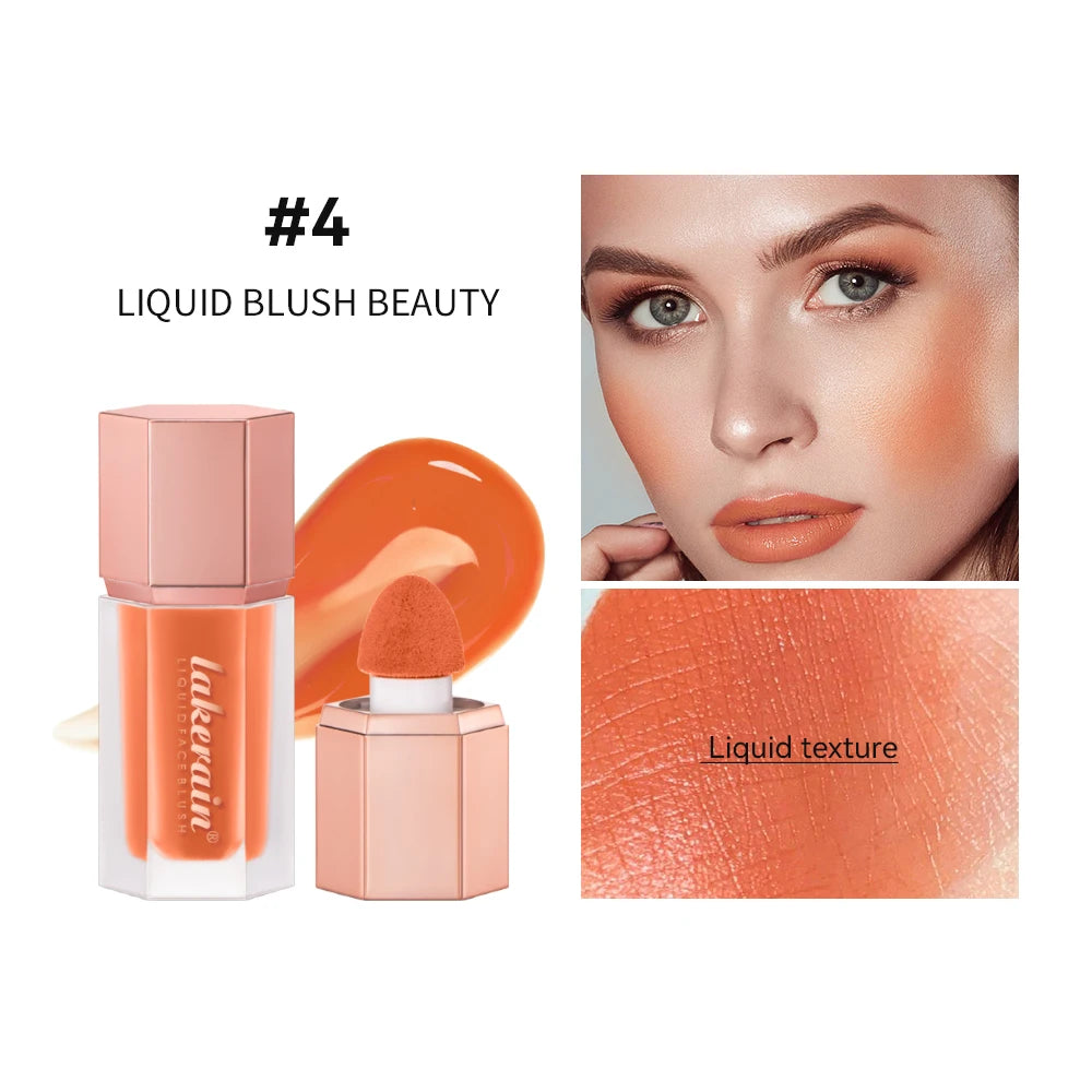 6 Colour Matte Liquid Blush Easy to apply long lasting waterproof blush sponge brush head Eyes lips Makeup Blush Cosmetics Peaceful Pleasures Health and Wellness color 4