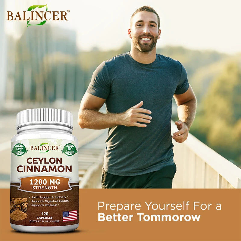 Organic Ceylon Cinnamon Capsules + Turmeric/ACV/Ginseng/Bioperine - Joint Bone Health, Anti-Inflammatory Antioxidant, 120 Counts Peaceful Pleasures Health and Wellness