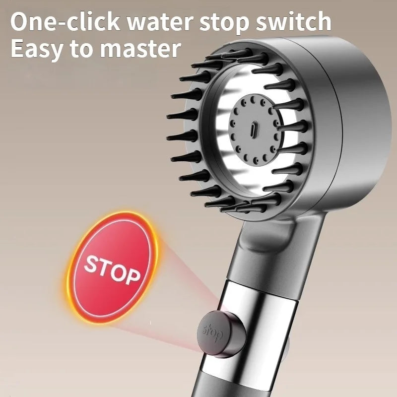 3-Mode High Pressure Filter Shower Head with Massage Brush