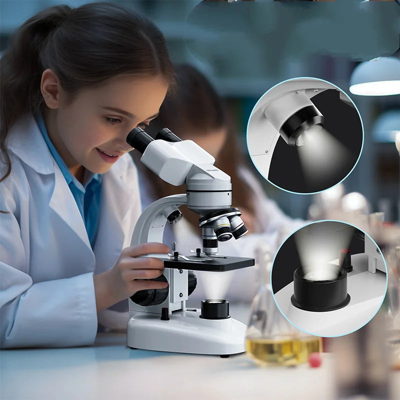 Binocular Children's Microscope Scientific Experiment Breeding High Definition 40-1000X Electron Microscope Peaceful Pleasures Health and Wellness
