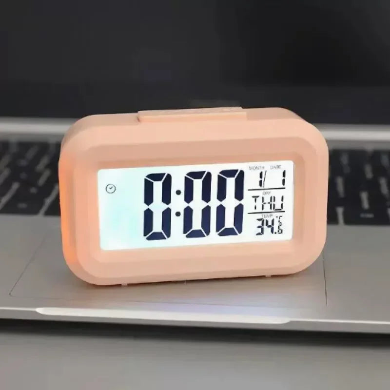 Modern LED Digital Alarm Clock with Calendar Temperature Display, Smart Desk Clock for Home Office Bedroom Decor, Snooze Night Peaceful Pleasures Health and Wellness pink