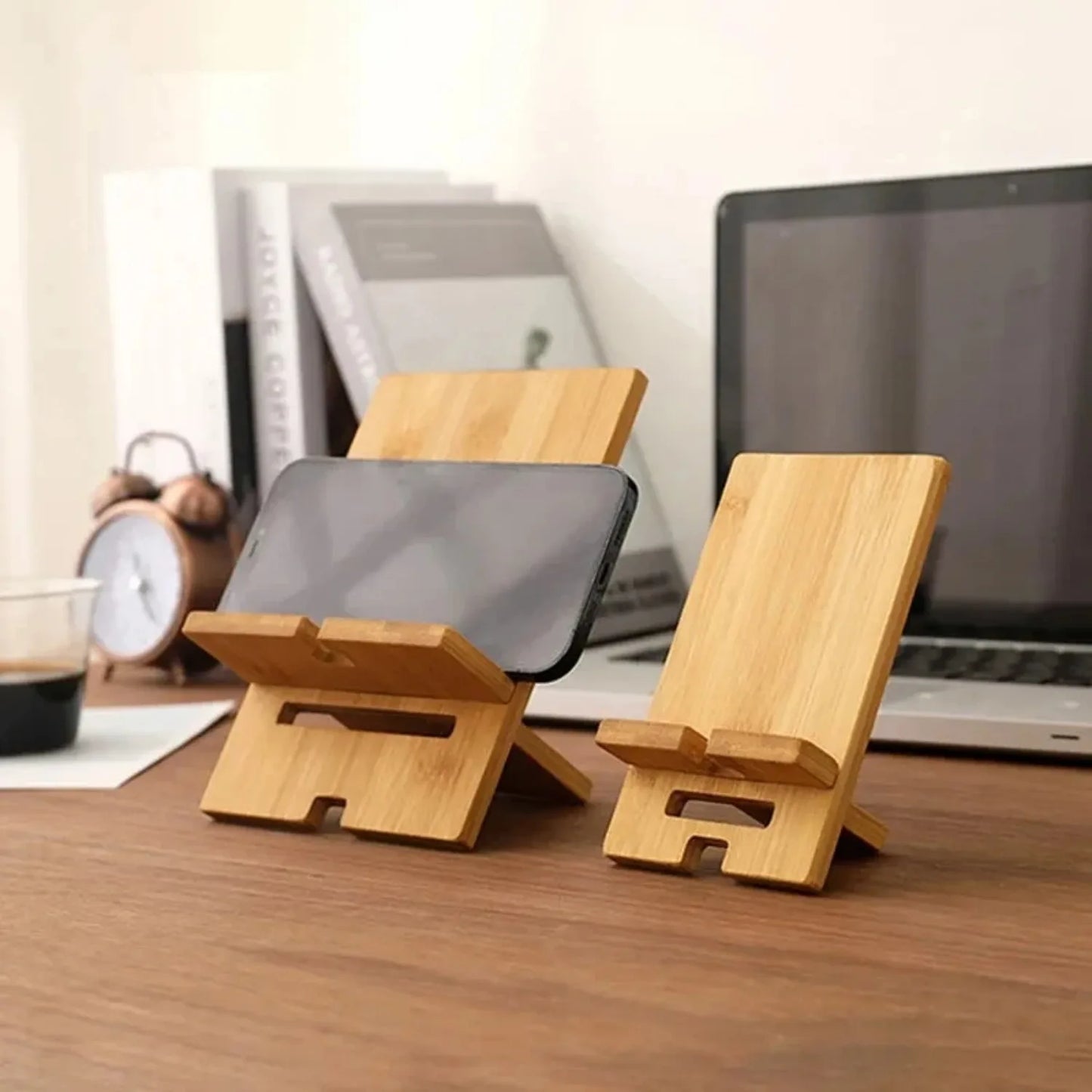 Desktop Bamboo Phone Holder Practical Wooden Smartphone Charging Stand Creative Lazy Multi-functional Stand Peaceful Pleasures Health and Wellness