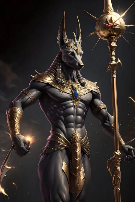 Ancient Egyptian Fantasy Mythology The God Anubis Golden Portrait Posters Print Canvas Painting Wall Art Picture Room Home Decor Peaceful Pleasures Health and Wellness 5 20x30cm Unframed