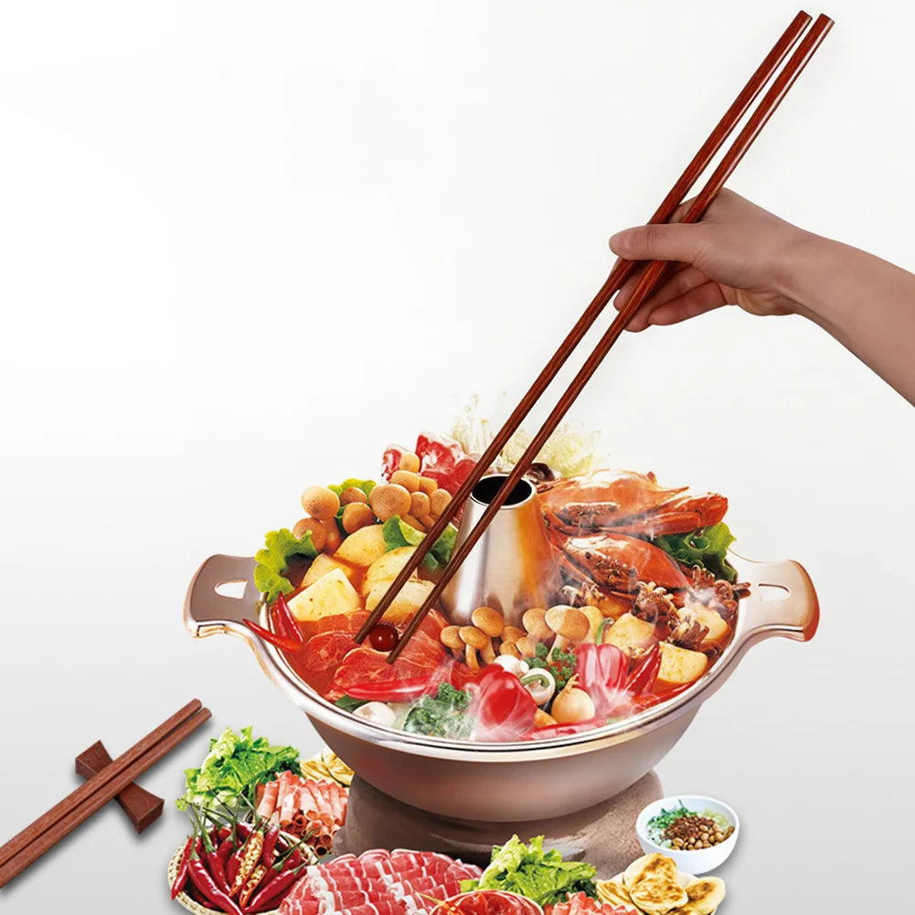 Long Wooden Chinese Chopsticks Hot Pot Kitchen Frying Chopsticks Premium Wenge Wood Extra Long Kitchen Cooking Chopsticks Peaceful Pleasures Health and Wellness
