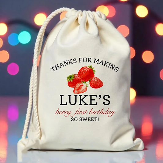 Personalized Strawberry Birthday Gift Bags | 5pcs Party Favors Party Favor Bags Peaceful Pleasures Health and Wellness