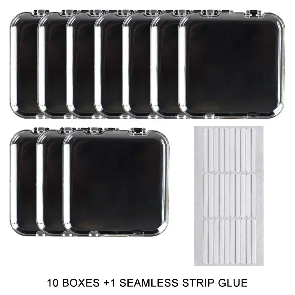 10PCS Press-On Nail Storage Acrylic Boxes with Adhesive Sheets Transparent Clear Nail Boxes Jewelry Storage Tool&Accessories Peaceful Pleasures Health and Wellness 10Pcs Black Set