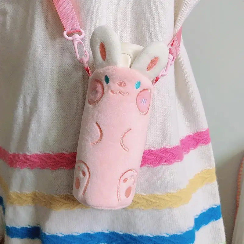 Plush Cartoon Water Bottle Cover – Insulated Portable Sleeve