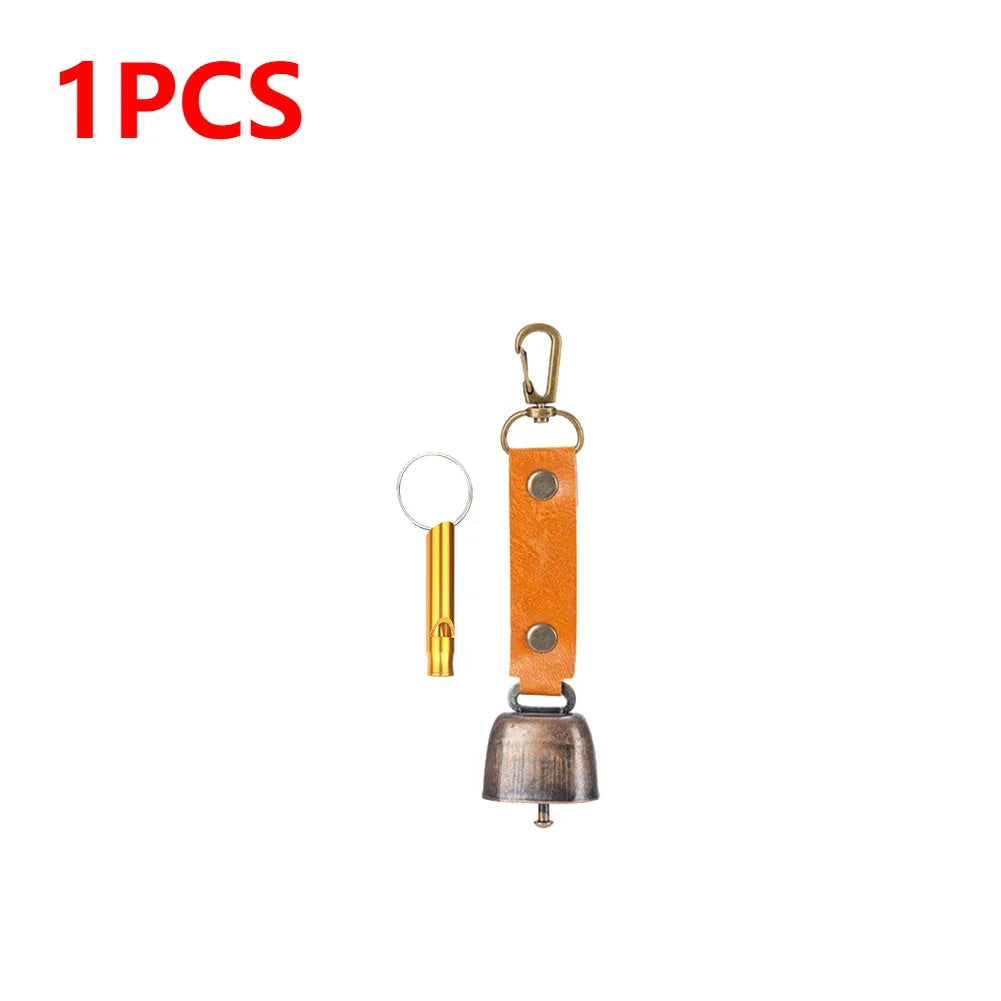 Outdoor Repellent Bear Bell Camping Retro Wind Chime Keychain Accessories Hiking Reminder Pet Pendant Bell for Fishing Peaceful Pleasures Health and Wellness caramel color