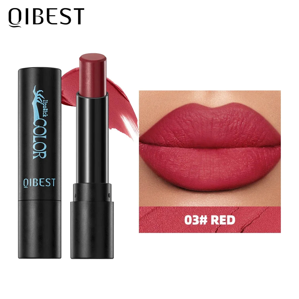 QIBEST Nude Velvet Matte Lipstick Long-lasting Lip Stain Not Stick Cups Lipstick Red Green Orange Black White Lip Tint Makeup Peaceful Pleasures Health and Wellness 03