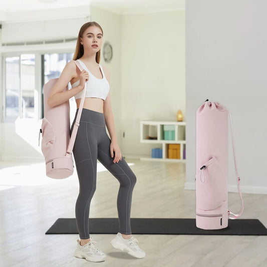 Multi-Functional Yoga Mat Bag with Water Bottle Pocket Wet Storage for Gym Pilates Fitness - Carrier Tote Peaceful Pleasures Health and Wellness