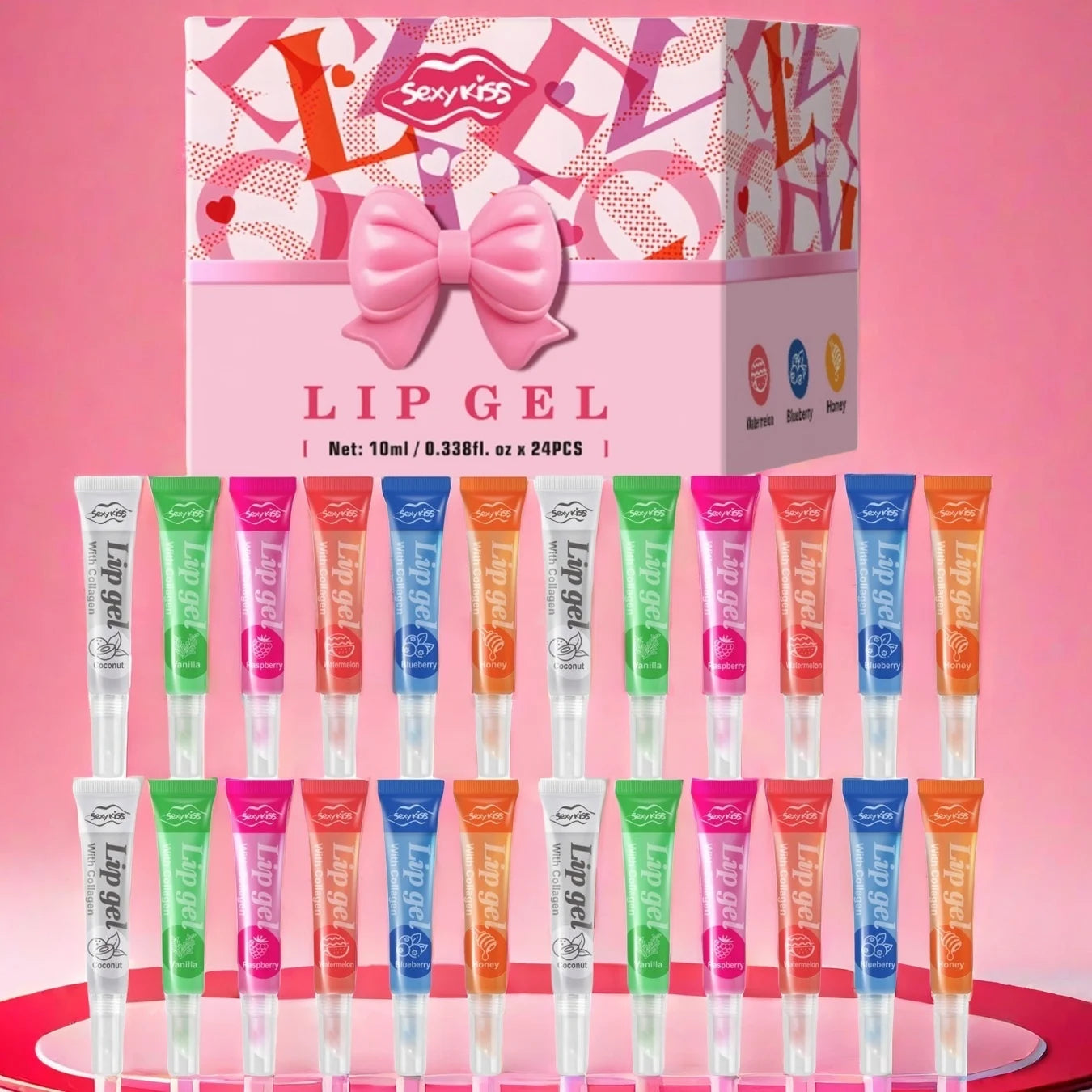 24PCS Luxury Gift Set Lip Balm Jelly Set Hydrating and Glossy for Dry Lips Valentine's Day Gifts Perfect Present for Peaceful Pleasures Health and Wellness Lip Balm Jelly Set
