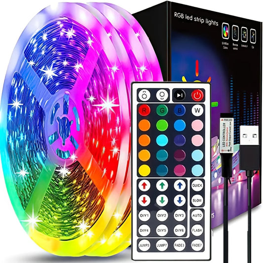 RUNTOIN RGB USB LED Strip Lights 5m–20m | 44-Key Remote RGB LED Strip Lights Peaceful Pleasures Health and Wellness