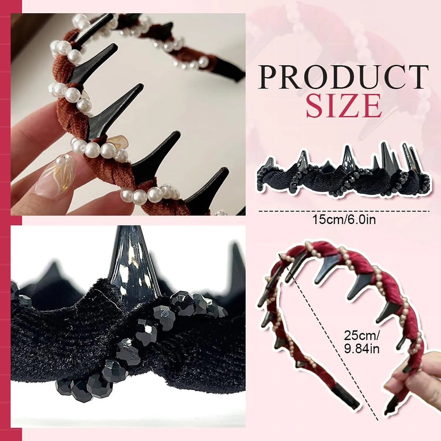 3PCS New Trendy Pearl Headbands Non-slip Wavy Head Hoop Combing Hairbands Headwear Hair Accessories Hair Accessories Gifts Peaceful Pleasures Health and Wellness