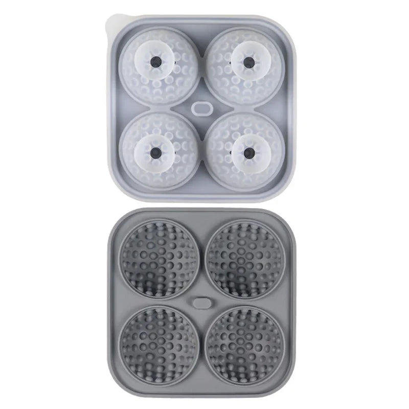 3D Golf Ball Ice Cube Mold – Silicone Whiskey Tray with Funnel