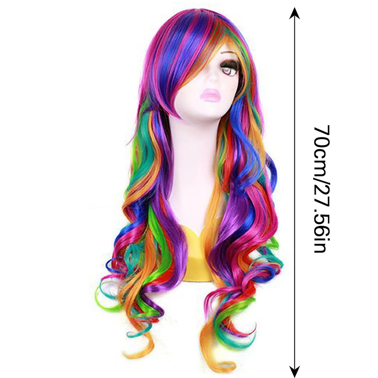 1Pcs/lot New Hot Women Rainbow Color Long Wig Natural Look Heat-Resistant Women Wig for Tourism Stage Performance Cosplay ect Peaceful Pleasures Health and Wellness