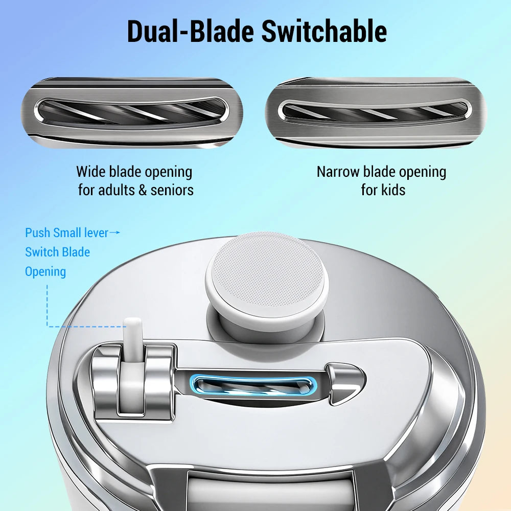 Automatic 2.5X Magnify Electric Nail Clipper for Whole Family Dual Cutter Heads Nail Trimmer LED Light Cuticle Remover Polisher Peaceful Pleasures Health and Wellness