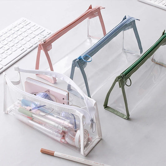 Transparent Pencil Case Large Capacity Simple Pen Bag Kawaii Cosmetic Peaceful Pleasures Health and Wellness
