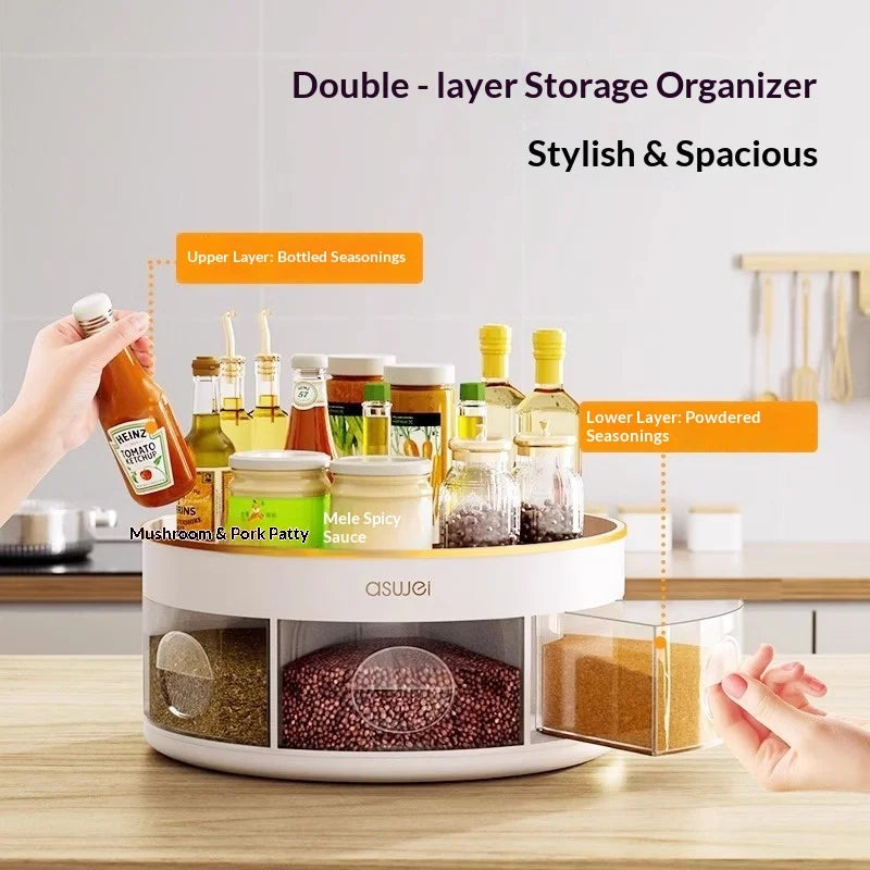Space Saving Modern Design Rotating 360 Degree Countertop Spice Organizer for Small Kitchens Home Cooks and Busy Households Peaceful Pleasures Health and Wellness