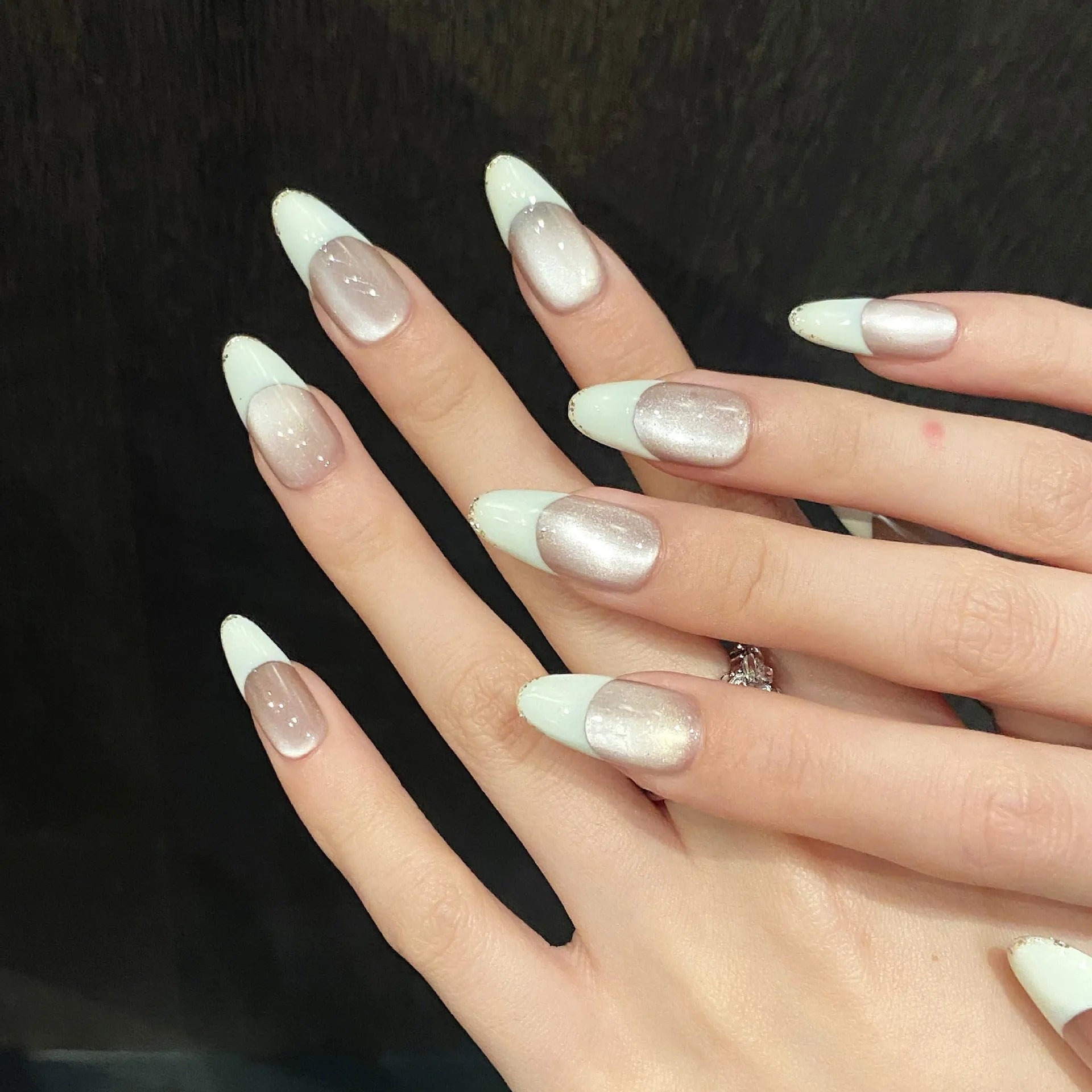 10pcs Handmade Press on Nails French Cat Eyes Shiny Design Fake Nails for Women Girl Wearable Fashion Almond False Nails Peaceful Pleasures Health and Wellness