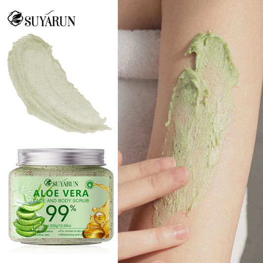 SUYARUN Aloe Vera Body Scrub Exfoliator - Natural Deep Cleansing, Hydrating for Sensitive Skin, Spa Quality Soft Smooth Skin. Peaceful Pleasures Health and Wellness