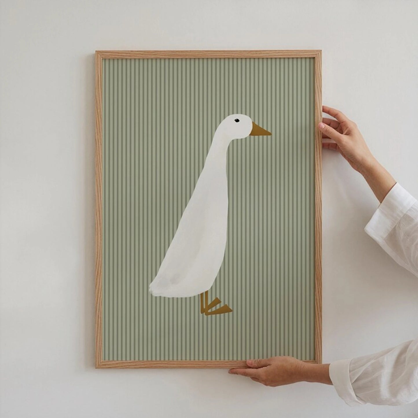 Funny Green Goose Canvas Wall Art Print | Modern Home Decor