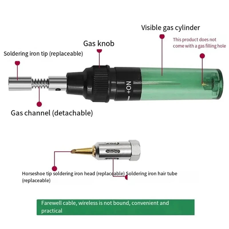 Cordless Butane Soldering Iron Kit 1300°C Portable Welding Pen Butane Soldering Iron Peaceful Pleasures Health and Wellness