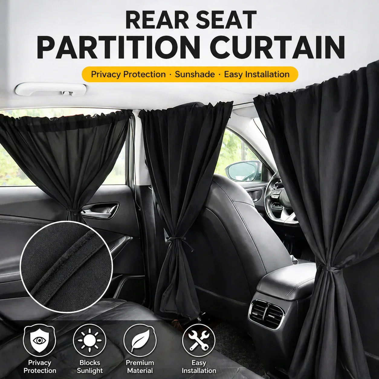 4-Pack Car Privacy Curtain Set | Sun Shade for Camping & Travel
