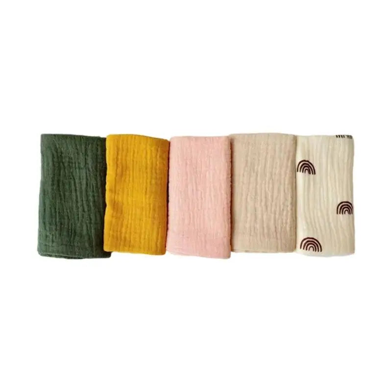 5-Pack Baby Burp Cloths | 4-Layer Soft Cotton Face Towels