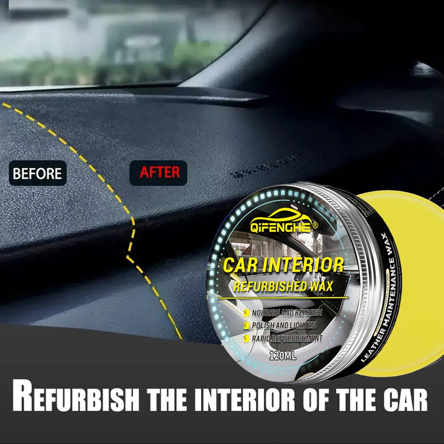 Car Interior Care Cream – Gloss Black PVC Paste for Plastic & Tyres