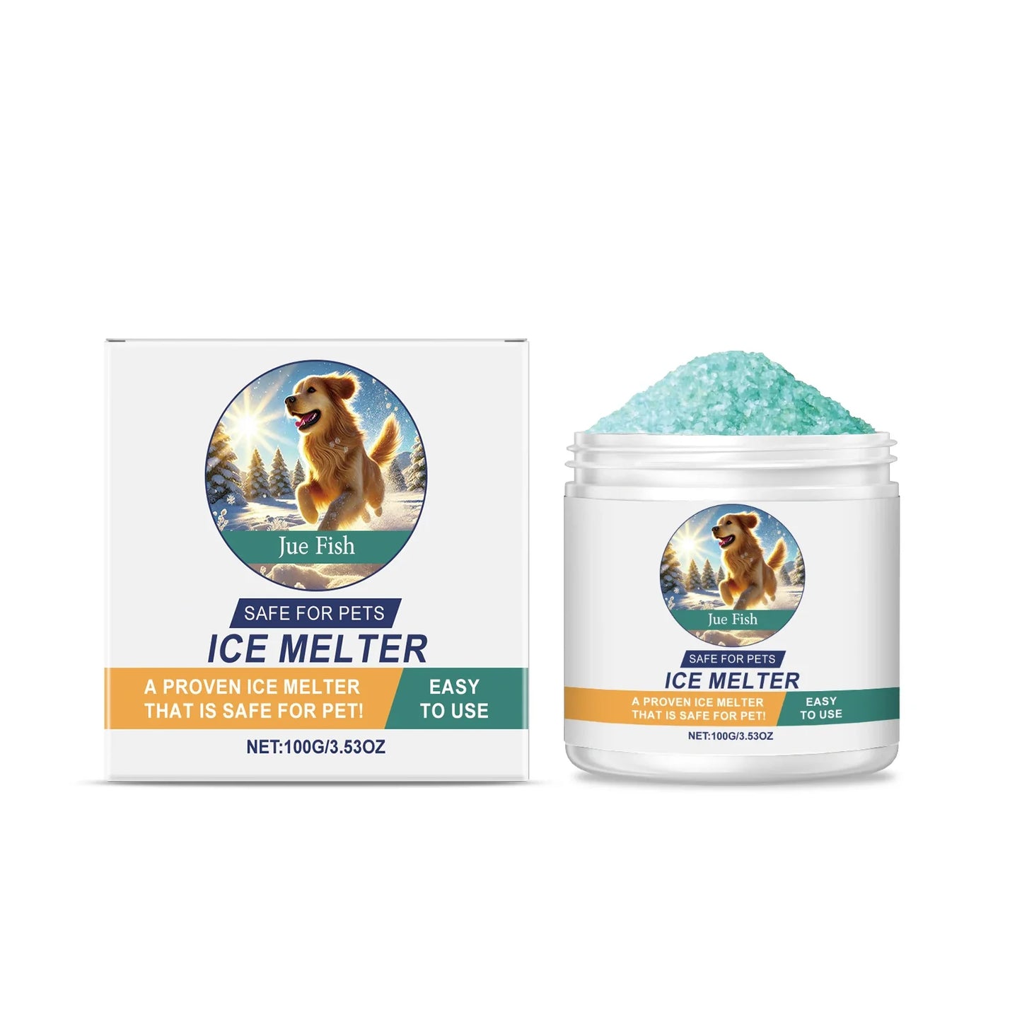 Jue-Fish Pet-Safe Ice Melt – Safe for Concrete & Paw Pads