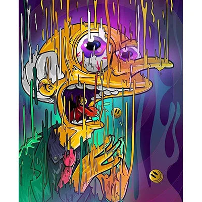 Psychedelic Mushroom Skeleton Canvas Wall Art | Modern Print