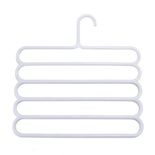 Multi-Layer Pants Rack - Space-Saving, Anti-Slip, and Adjustable Design for Organizing Clothes, Scarves, and Accessories Hangers Peaceful Pleasures Health and Wellness 5pcs white