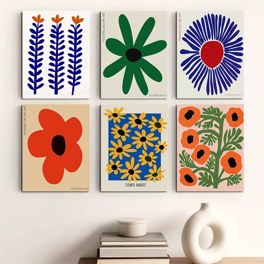 Abstract Flowers Canvas Wall Art Print | Unframed Home Decor