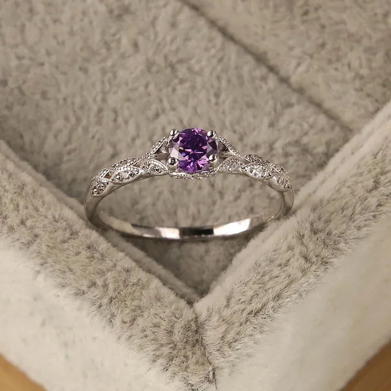 Amethyst Zirconia Silver-Plated Women's Ring | Fashion Jewellery