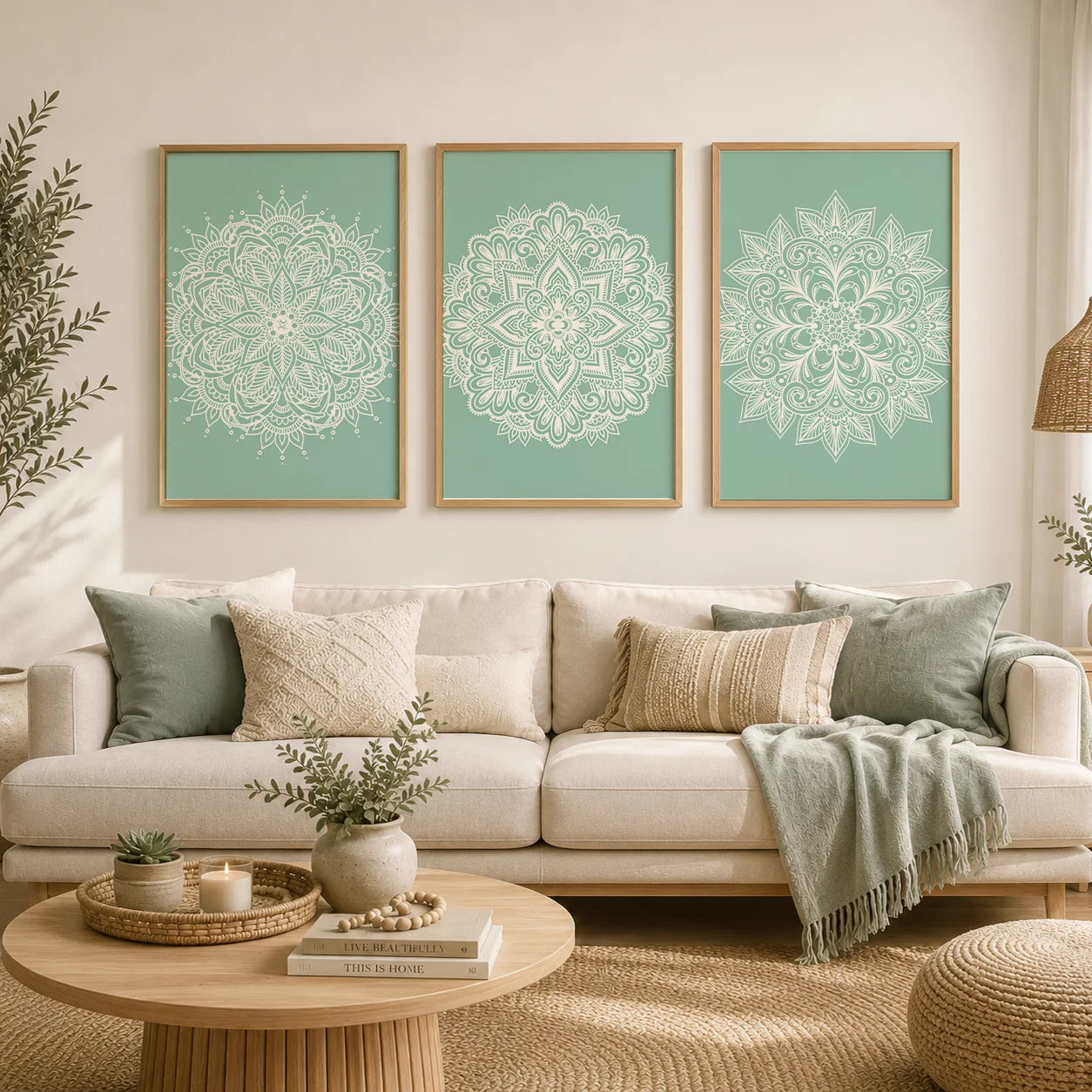 Boho Abstract Mandala Canvas Wall Art | Nordic Minimalist Print Canvas Wall Art Peaceful Pleasures Health and Wellness