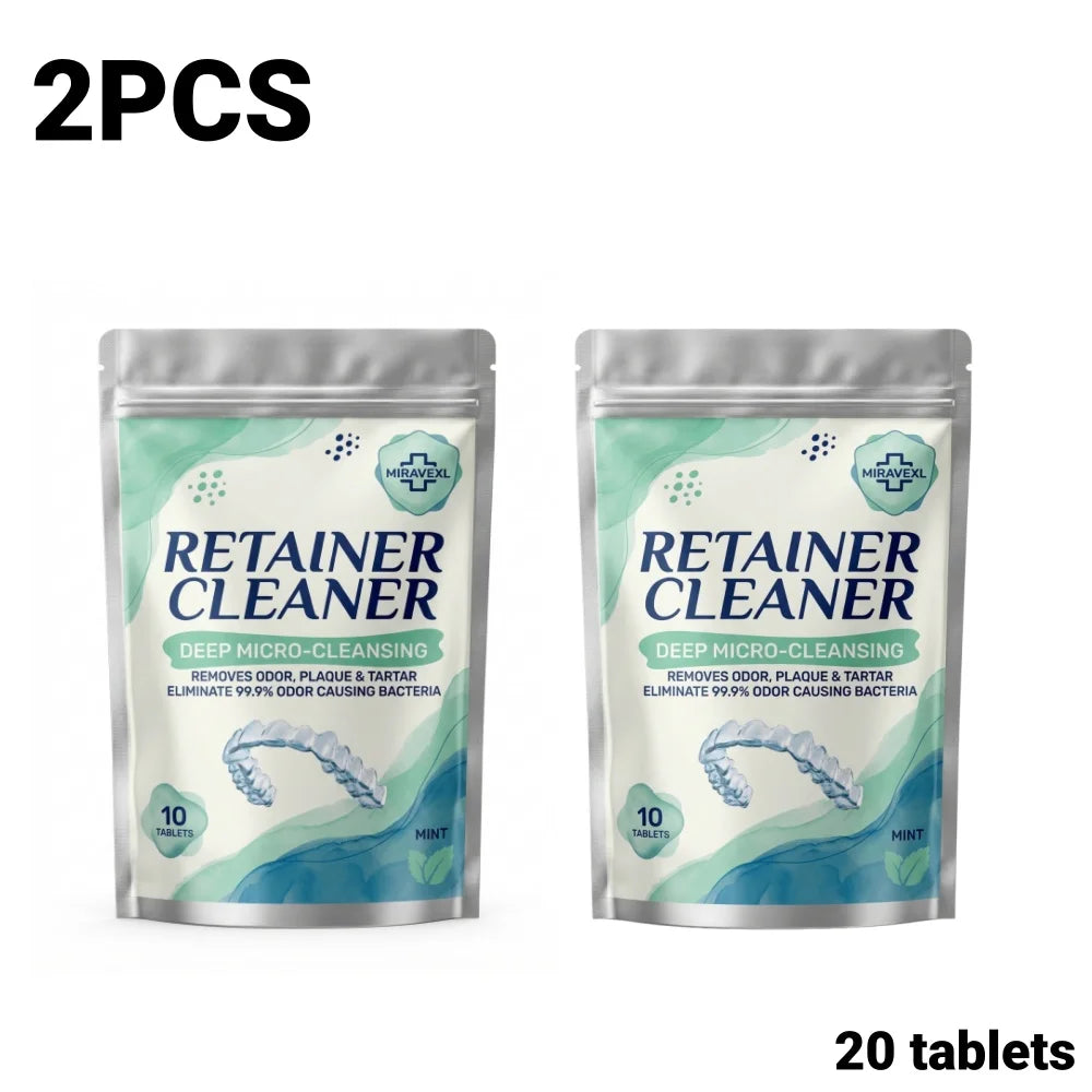 MIRAVEXL Denture Retainer Cleaner Tablets Orthodontic Braces Aligner Mouth Night Guard False Teeth Whitening Plaque Removal Peaceful Pleasures Health and Wellness 2PCS