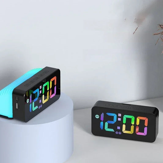 Smart RGB LED Digital Alarm Clock | Voice Activated Bedroom Decor LED Alarm Clock Peaceful Pleasures Health and Wellness