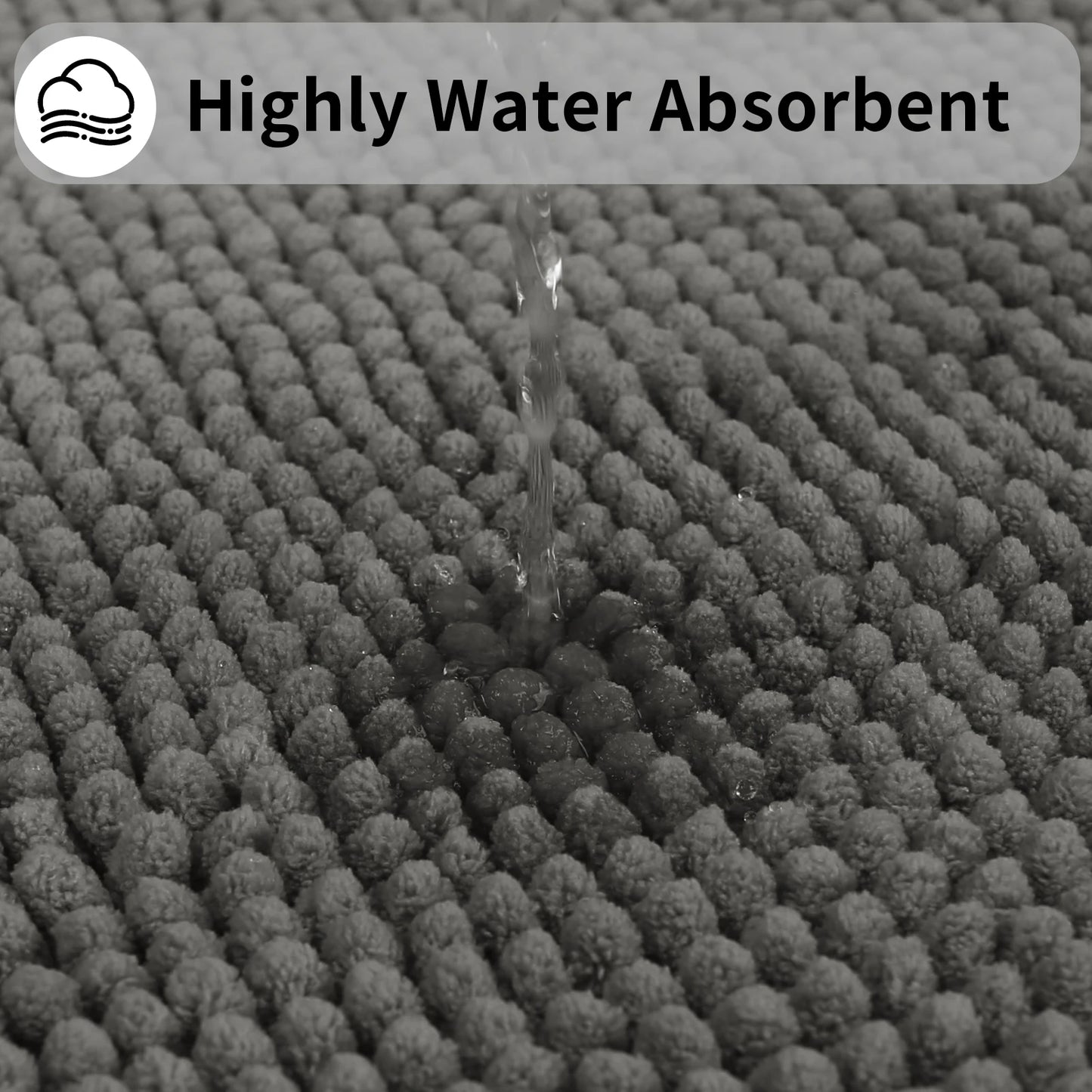 3 PC Set Non Slip Plush Chenille Bath Mat Extra Soft Super Absorbent Fluffy Carpet for Bathroom Machine-Washable Quick Dry Mat Peaceful Pleasures Health and Wellness